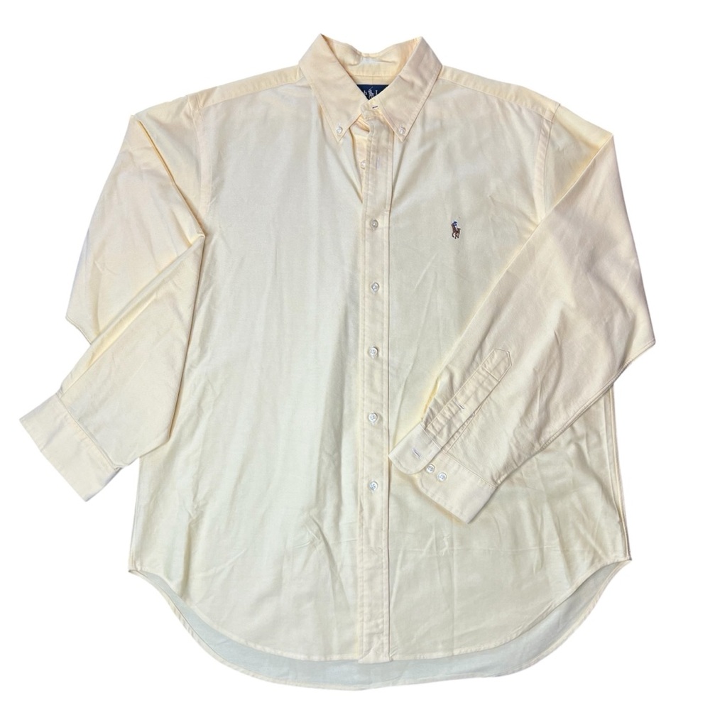 Polo Ralph Lauren Yellow Cotton Button Down Classic Fit Shirt, Men’s 17 34/35